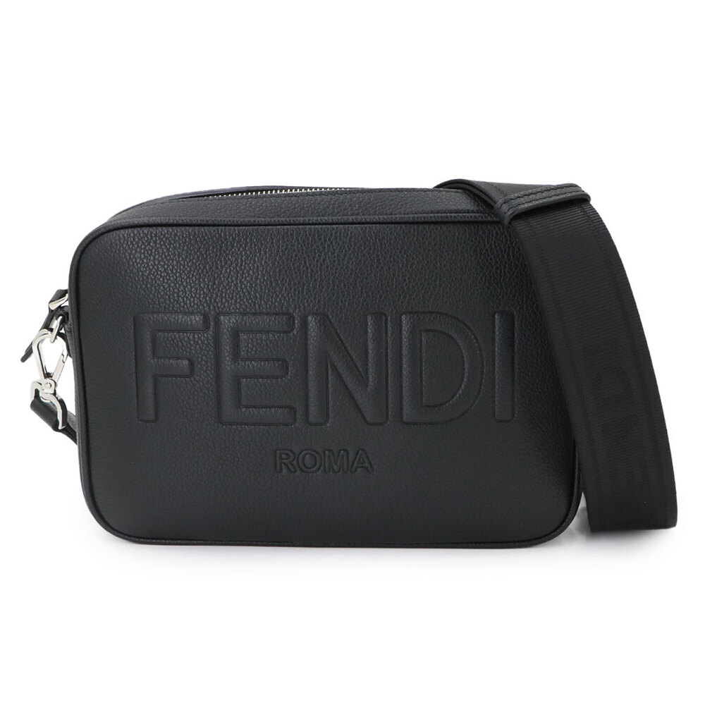 Fendi ROMA Camera Case Shoulder Handbag Leather Black 7M0286 Bag